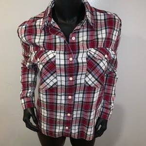 F21 M Button Down Plaid Shirt
